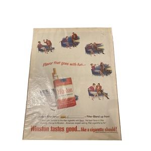 1964 Winston Cigarette Ad Couple Watching Home Movies Film Projector Vintage